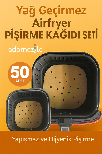 adornazzle Yağ Geçirmez Airfryer Pişirme Kağıdı Seti, Hava Fritözü Kare Model...
