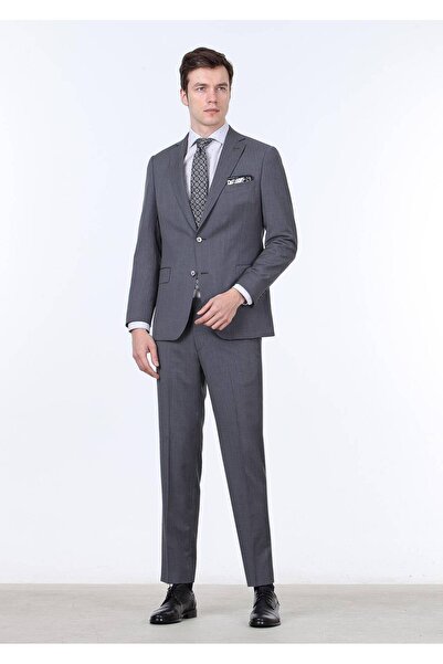 Ramsey Gray Plain Regular Fit 100% Wool Suit