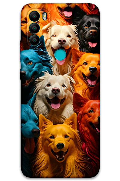 MRCİLETİSİM غطاء خلفي من جينرال موبايل GM 21 Plus بنمط HD مطبوع - كلاب ملونة