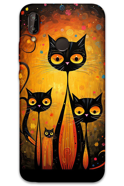 MRCİLETİSİM غطاء خلفي لهاتف هواوي P20 لايت بنمط HD مطبوع - القطط