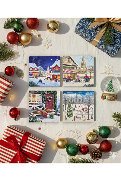 Creatick Design New Year's Themed Stone Coasters, New Year's Gift, Set of 4, ...