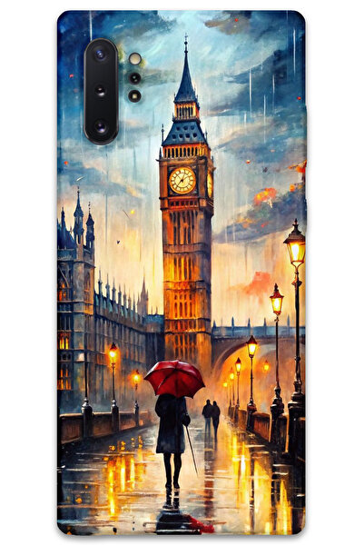 MRCİLETİSİM Samsung Galaxy Note 10 Plus Case Hd Pattern Printed Back Cover - Clock Tower