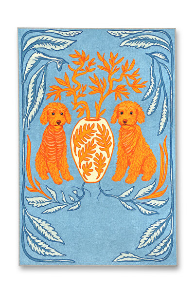 Rugs Modern Halı MOSSO Μπλε Μωβ Αποχρώσεις Εθνικά Λουλούδια με Σχέδιο Υφαντή ...