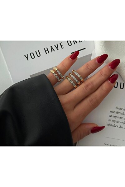 SU PERİSİ TAKI BİJUTERİ خاتم مزدوج قابل للتعديل مع حجر الزركون الذهبي وتفاصيل سلسلة