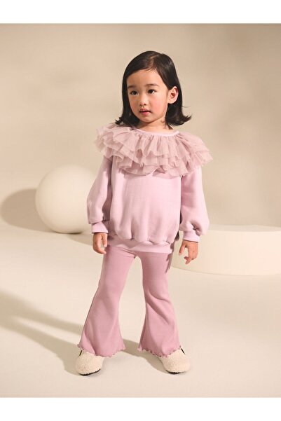 Next Baby Cotton Light Pink Flounce Collar Sweatshirt Bottom Top Set