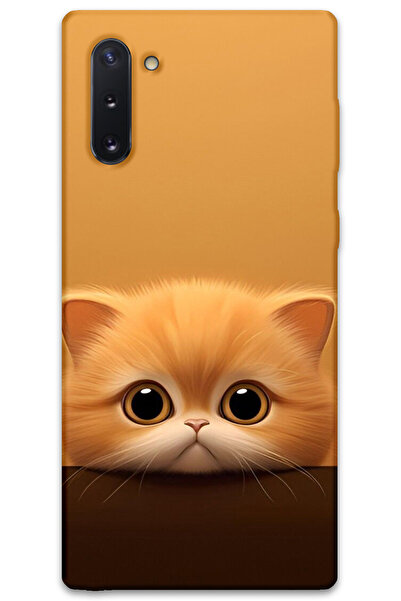 MRCİLETİSİM غطاء خلفي لهاتف سامسونج جالاكسي نوت 10 بنمط HD مطبوع - قطة صفراء