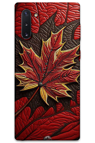 MRCİLETİSİM غطاء خلفي لهاتف سامسونج جالاكسي نوت 10 بنمط HD مطبوع - أوراق حمراء