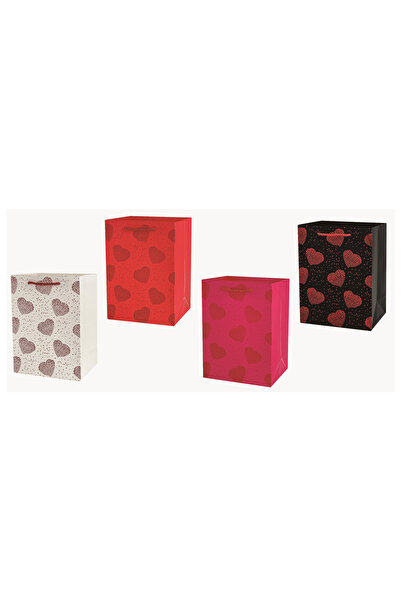 Mirific Party Set de 4 pungi cadou, roșu, alb, negru, 32 x 26 x 12 cm, PPPZ3949