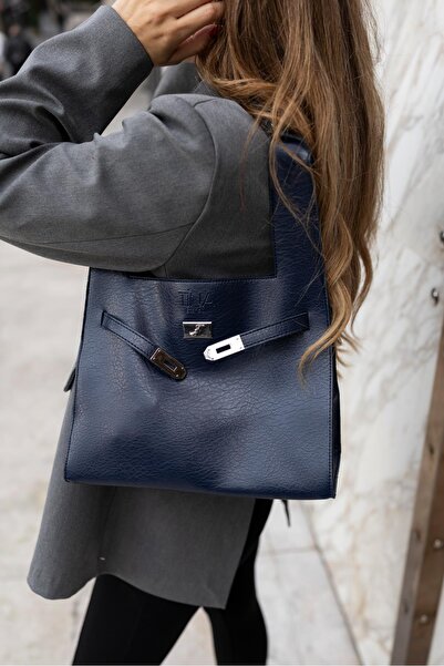 Tina İstanbul Τσάντα Shopper Τσάντα ώμου με αξεσουάρ ζώνης Ναυτικό μπλε