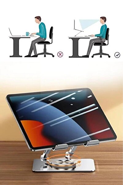 Nirnisa Yükseklik Ayarlı 7-12 inç Metal Tablet Soğutucu Masaüstü 360 Dönen Ay...