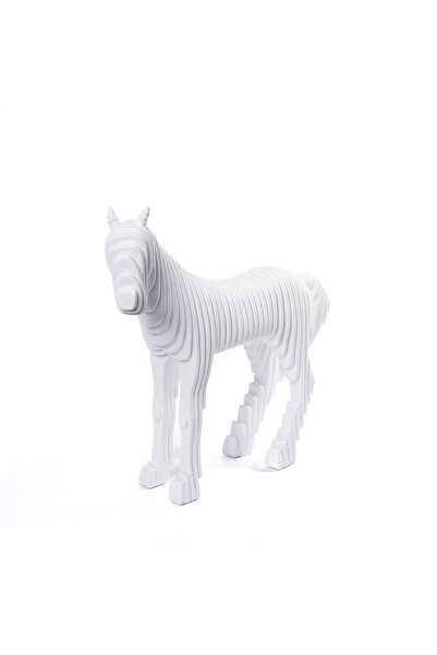 Malooki Motion Lines – Statuetă contemporană în formă de cal, alb mat – 28 cm