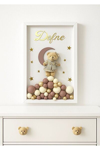 Bonika Çerçeveli Bubble Ayıcıklı Bebek Kapı Süsü - Hastane Kapı Süsü