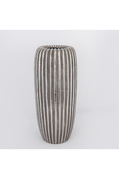EUROLAMP Ceramic Vase H39.5 cm Silver