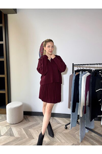 BRN Butik Pileli Etekli Triko Takım