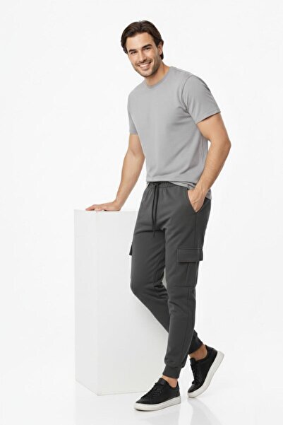 BAGLAN Men's Cargo Pocket Cuffed Sweatpants 091 Bgl-St04783