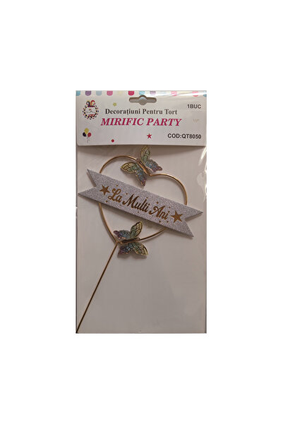 Mirific Party Multicolor cake topper, 140×220 mm, 'happy birthday', butterflies, PPQT8050