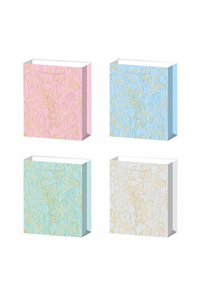 Mirific Party Set de 4 pungi cadou roz, verde, albastru, gri, auriu, 32x26x10...