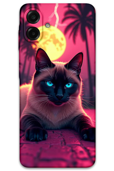 MRCİLETİSİM Samsung Galaxy A07 Case Hd Pattern Printed Back Cover - Tense Cat