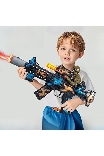 FELİTE Duman Çıkaran Animasyon Hareketli Sesli Pilli Tüfek Oyuncak Silah (( V...