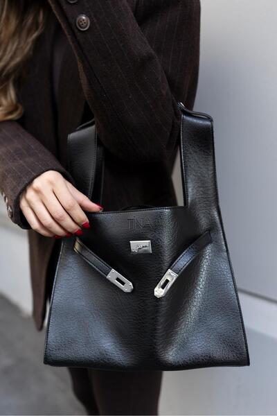 Tina İstanbul Τσάντα Shopper Τσάντα ώμου με αξεσουάρ ζώνης Μαύρη