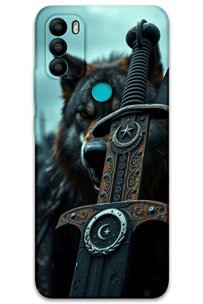 MRCİLETİSİM غطاء خلفي من جنرال موبايل GM 21 Plus بنمط HD مطبوع - سيف نجمة القمر