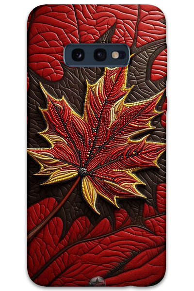 MRCİLETİSİM غطاء خلفي لهاتف سامسونج جالاكسي S10E بنمط HD مطبوع - أوراق حمراء