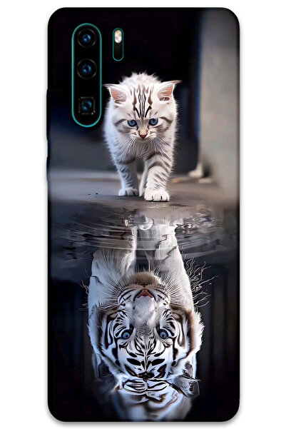 MRCİLETİSİM غطاء خلفي لهاتف هواوي P30 Pro بنمط HD مطبوع - انعكاس القطط