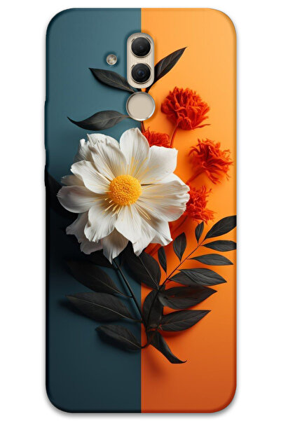 MRCİLETİSİM غطاء خلفي لهاتف هواوي ميت 20 لايت بنمط HD مطبوع - زهرة بيضاء برتق...