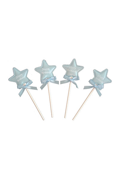 Mirific Party Blue cake topper set, star, "Happy Birthday"