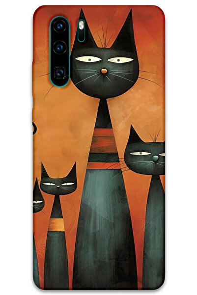 MRCİLETİSİM غطاء خلفي لهاتف هواوي P30 Pro بنمط HD مطبوع - فن القطط