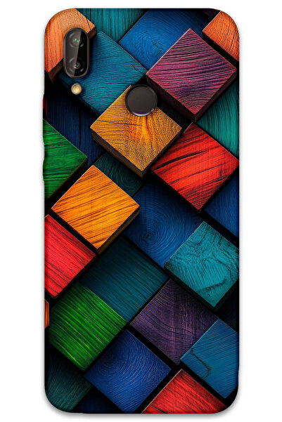 MRCİLETİSİM غطاء خلفي لهاتف هواوي P20 لايت بنمط HD مطبوع - نمط مربع