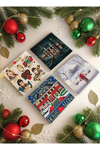 Creatick Design New Year's Themed Stone Coasters for Home Alone, Set of 4 New...