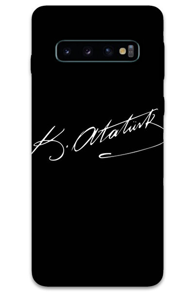 MRCİLETİSİM غطاء خلفي لهاتف سامسونج جالاكسي S10 بلس بنمط HD مطبوع - توقيع أتاتورك