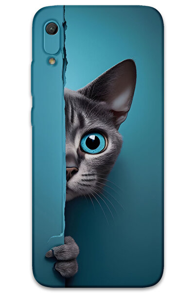 MRCİLETİSİM غطاء خلفي لهاتف هواوي Y6 2019 بنمط HD مطبوع - قطة ذات عيون زرقاء