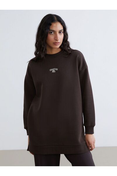 LC Waikiki Embroidered Women's Thick Sweatshirt Tunic