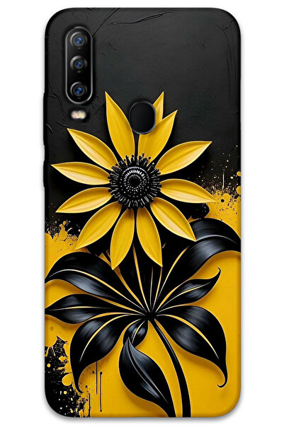 MRCİLETİSİM غطاء خلفي من جينرال موبايل GM 20 Pro Case HD Pattern مطبوع - زهرة صفراء سوداء