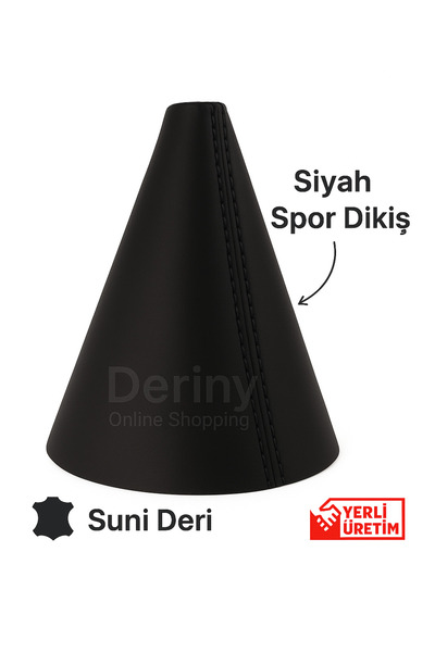 deriny Volkswagen Jetta Siyah Deri Üzerine Siyah Spor Dikişli Vites Körüğü