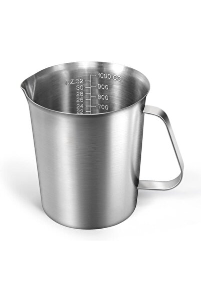 cc bin shihon Large milk pitcher with a 1000ml capacity for preparing coffee and lattes; stainless steel coffee milk frother.