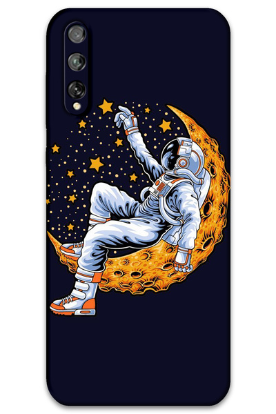 MRCİLETİSİM Huawei P Smart S / Y8P Case Hd Pattern Printed Back Cover - Astronaut Moon