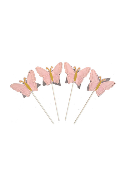 Mirific Party Set of cake toppers gray, pink, gold with glitter, butterflies