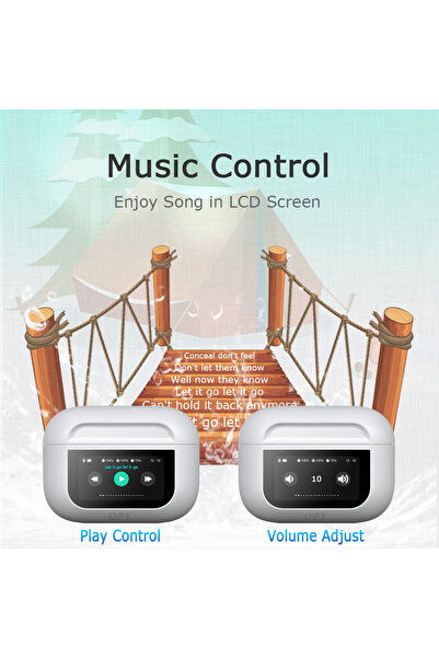 ABK POINT Wireless Bluetooth Earbuds with LED Display, TWS Bluetooth 5.0, Touch Control (White)