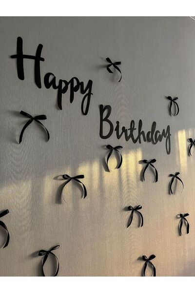 Organizasyon Pazarı Siyah Happy Birthday Siyah Kurdele Konsept Şık Minimal Do...