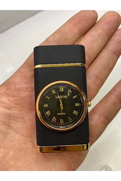 tutuştur Saatli Metal Işıklı Çakmak - Mat Siyah