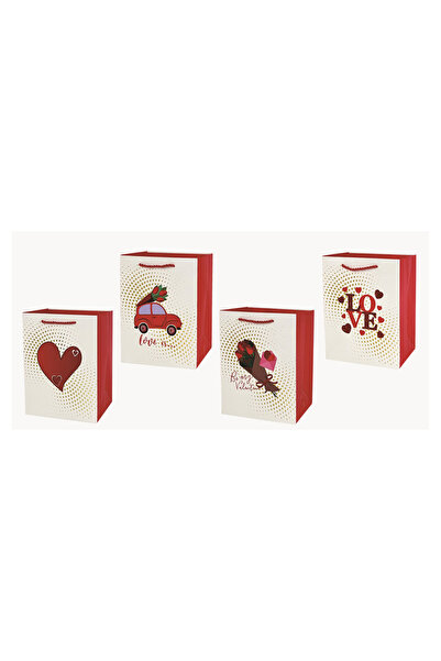 Mirific Party Set de 4 pungi cadou, roșii și albe, 23 x 18 x 10 cm, PPPZ3951