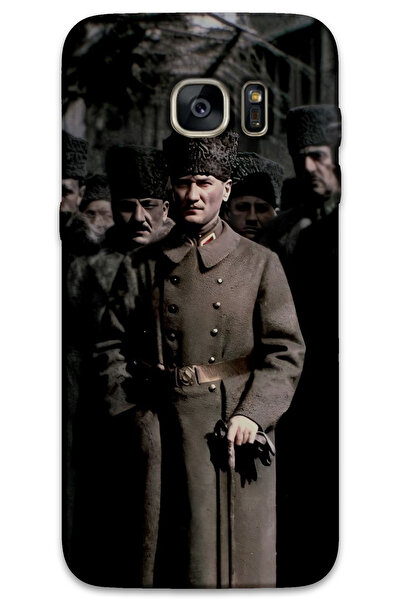 MRCİLETİSİM غطاء خلفي لهاتف سامسونج جالاكسي S7 إيدج بنمط HD مطبوع - أتاتورك ك...