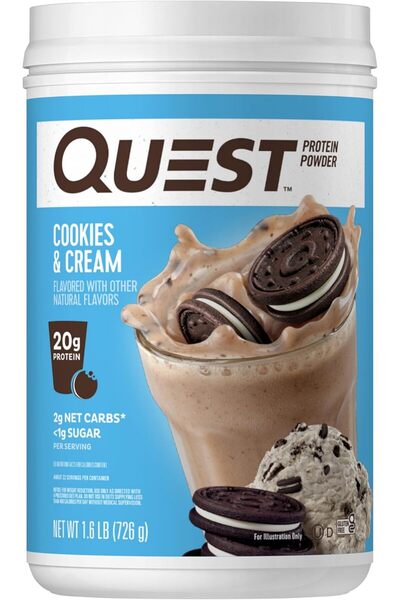 QUEST NUTRITION Cookies & Cream Low‑Carb Gluten‑Free Protein Powder 726 g (24 Servings)