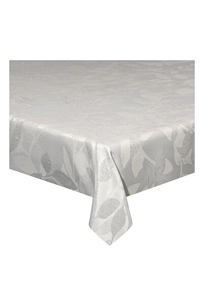 Andrea Fontebasso Leaves Tablecloth, Polyester, 150 x 300 cm, White/Grey