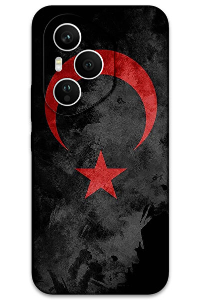 MRCİLETİSİM غطاء خلفي لهاتف هواوي هونور 400 برو HD Pattern مطبوع - علم أسود