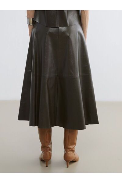 LC Waikiki Lcw Vision Buy Zippered A-Line Leather-Look Skirt