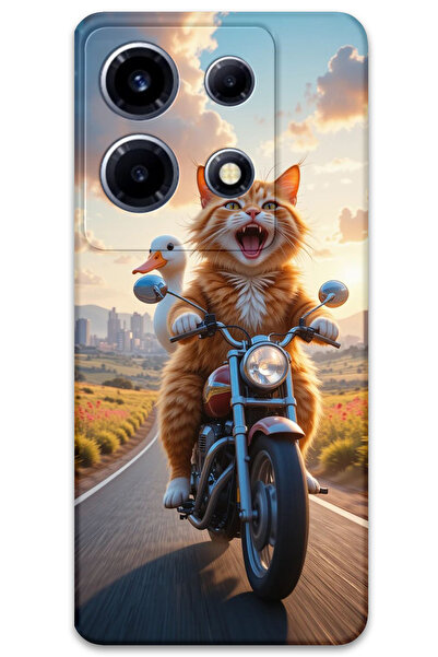 MRCİLETİSİM غطاء خلفي لهاتف انفينيكس نوت 30 VIP بنمط HD B مطبوع - قطة مجنونة